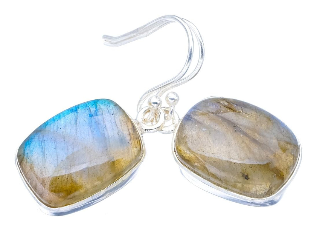 StarGems  Natural Labradorite Handmade 925 Sterling Silver Earrings 1.25