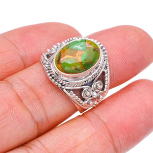 StarGems® Natural Copper Turquoise Handmade 925 Sterling Silver Ring 8.25 F2413