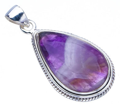 StarGems  Natural Chevron Amethyst Handmade 925 Sterling Silver Pendant 1.5