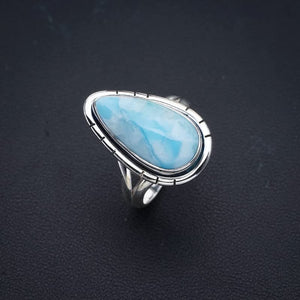 StarGems  Natural Larimar Handmade 925 Sterling Silver Ring 6 F0841