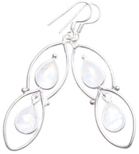 StarGems  Natural Rainbow Moonstone Handmade Unique 925 Sterling Silver Earrings 2.25" X4353