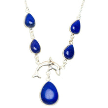 StarGems  Natural Lapis Lazuli Handmade Unique 925 Sterling Silver Necklace 16.25+1.25" A3178