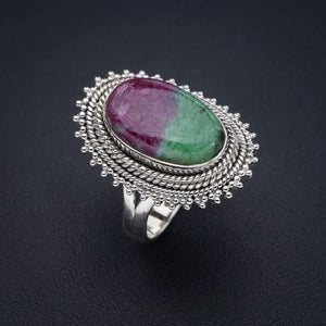 StarGems® Natural Ruby Zoisite Handmade 925 Sterling Silver Ring 8.75 F1310