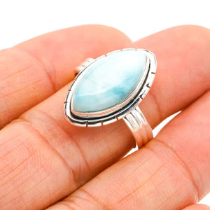 StarGems  Natural Larimar Handmade 925 Sterling Silver Ring 9 F0204