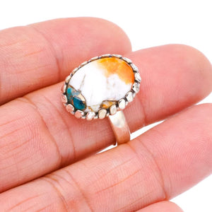 StarGems® Natural Copper Chalcedony Handmade 925 Sterling Silver Ring 8 F1693