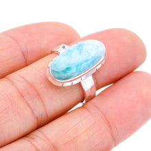 StarGems® Natural Larimar Hammered Handmade 925 Sterling Silver Ring 7 F1413