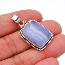 StarGems® Natural Blue Lace Agate Handmade 925 Sterling Silver Pendant 1.5" F4940