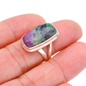 StarGems® Natural Ruby Zoisite Handmade 925 Sterling Silver Ring 7.25 F1629