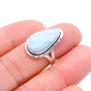 StarGems  Natural Larimar Handmade 925 Sterling Silver Ring 6 F0841