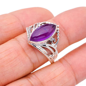 StarGems  Natural Amethyst Crown Handmade 925 Sterling Silver Ring 10 F2872