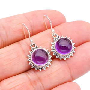 StarGems  Natural Amethyst Handmade 925 Sterling Silver Earrings 1.25" F5603