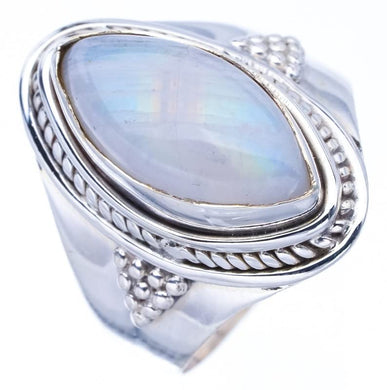 StarGems® Natural Moonstone Handmade 925 Sterling Silver Ring 6.75 F0632