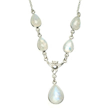 StarGems  Natural Rainbow Moonstone Handmade Unique 925 Sterling Silver Necklace 16.5+1.5" A3163