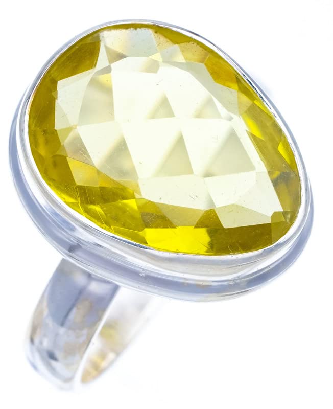 StarGems  Natural Citrine Handmade 925 Sterling Silver Ring 8.25 F2969