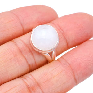 StarGems  Natural Moonstone Handmade 925 Sterling Silver Ring 8 F2708