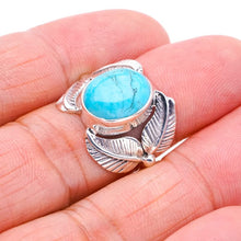 StarGems  Natural Turquoise Leaf Handmade 925 Sterling Silver Ring 5.25 F0408