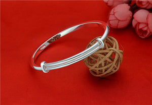 StarGems  Adjustable Handmade 999 Sterling Silver Bangle Bracelet For Women Cb0211