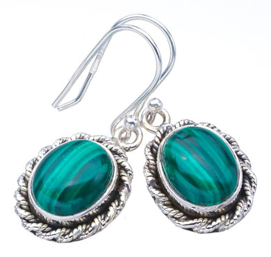 StarGems® Natural Malachite Handmade 925 Sterling Silver Earrings 1.25