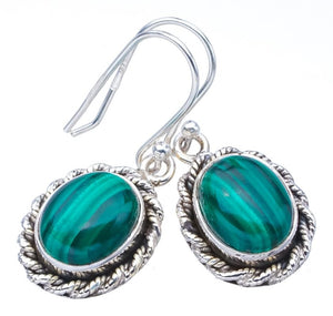 StarGems® Natural Malachite Handmade 925 Sterling Silver Earrings 1.25" F5640