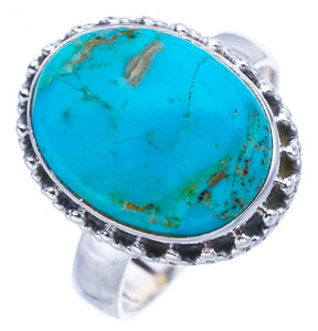 StarGems  Natural Turquoise Handmade 925 Sterling Silver Ring 8 F0431