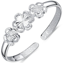 StarGems  Opening Sunflower Handmade 999 Sterling Silver Bangle Cuff Bracelet For Women Cb0101