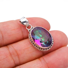 StarGems  Natural Mystical Topaz Handmade 925 Sterling Silver Pendant 1.25" F5448