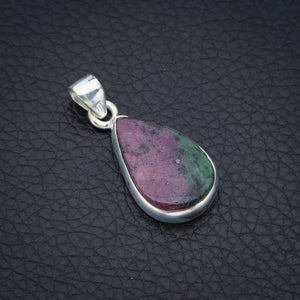 StarGems  Natural Ruby Zoisite Handmade 925 Sterling Silver Pendant 1.25" F4633