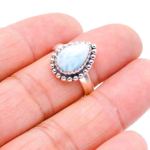 StarGems® Natural Larimar Handmade 925 Sterling Silver Ring 7.25 F0834