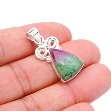 StarGems  Natural Ruby Zoisite Handmade 925 Sterling Silver Pendant 1.25" F4644