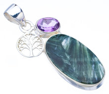 StarGems  Natural Seraphinite Amethyst Tree Handmade 925 Sterling Silver Pendant 1.75" F4677