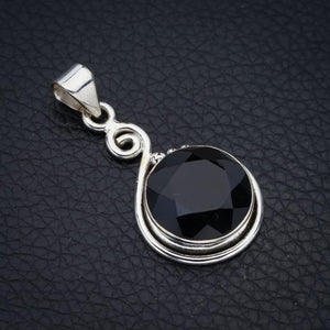 StarGems  Natural Black Onyx Handmade 925 Sterling Silver Pendant 1.5" F4411