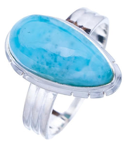 StarGems  Natural Larimar Handmade 925 Sterling Silver Ring 7 F1567