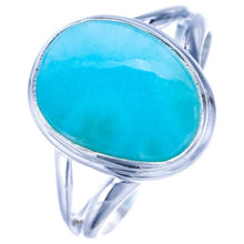 StarGems  Natural Larimar Handmade 925 Sterling Silver Ring 9 F0253