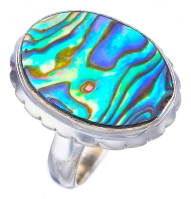 StarGems  Natural Abalone Shell Handmade 925 Sterling Silver Ring 5 F3028