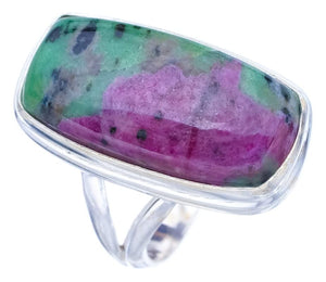 StarGems  Natural Ruby Zoisite Handmade 925 Sterling Silver Ring 7.25 F1614