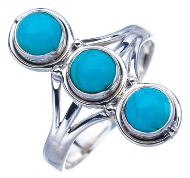 StarGems  Natural Turquoise Handmade 925 Sterling Silver Ring 10.5 F0432