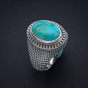 StarGems® Natural Turquoise Handmade 925 Sterling Silver Ring 8.25 F0301