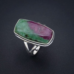 StarGems® Natural Ruby Zoisite Handmade 925 Sterling Silver Ring 7.75 F1328