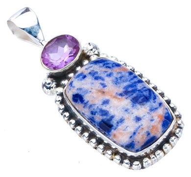 StarGems® Natural Sodalite Amethyst Handmade 925 Sterling Silver Pendant 1.75