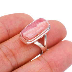 StarGems  Natural Rhodochrosite Handmade 925 Sterling Silver Ring 7 F1849