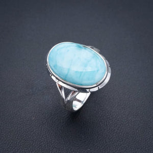 StarGems  Natural Larimar Handmade 925 Sterling Silver Ring 8 F0211