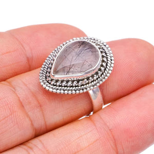 StarGems  Natural Rutilated Quartz Handmade 925 Sterling Silver Ring 8.5 F2478