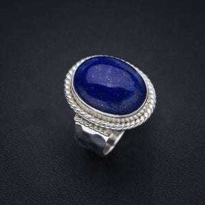 StarGems  Natural Lapis Lazuli Hammered Handmade 925 Sterling Silver Ring 5.75 F1822