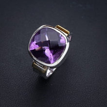 StarGems  Natural Amethyst Two TonesHandmade 925 Sterling Silver Ring 5.5 E9275