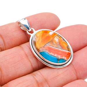 StarGems  Natural Copper Chalcedony Handmade 925 Sterling Silver Pendant 1.5" F3740