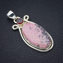 StarGems  Natural Rhodonite Garnet Handmade 925 Sterling Silver Pendant 1.75" F4882