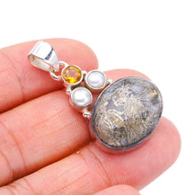 StarGems  Natural Apache Parmyorite River Pearl,CitrineHandmade 925 Sterling Silver Pendant 1.5" F3630