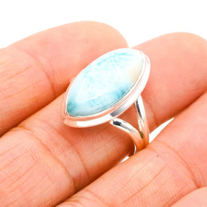 StarGems® Natural Larimar Handmade 925 Sterling Silver Ring 9 F0270