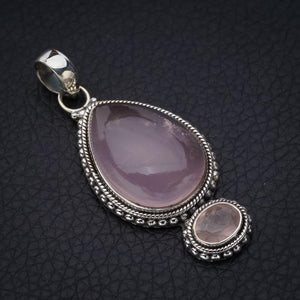 StarGems  Natural Rose Quartz Handmade 925 Sterling Silver Pendant 2" F5273