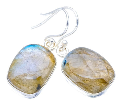 StarGems  Natural Labradorite Handmade 925 Sterling Silver Earrings 1.25